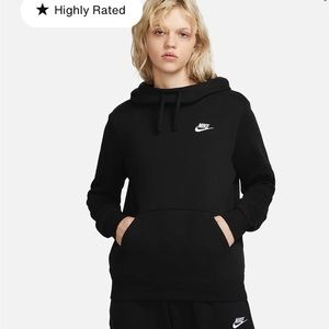 Nike Funnel-Neck Black Hoodie with Pockets